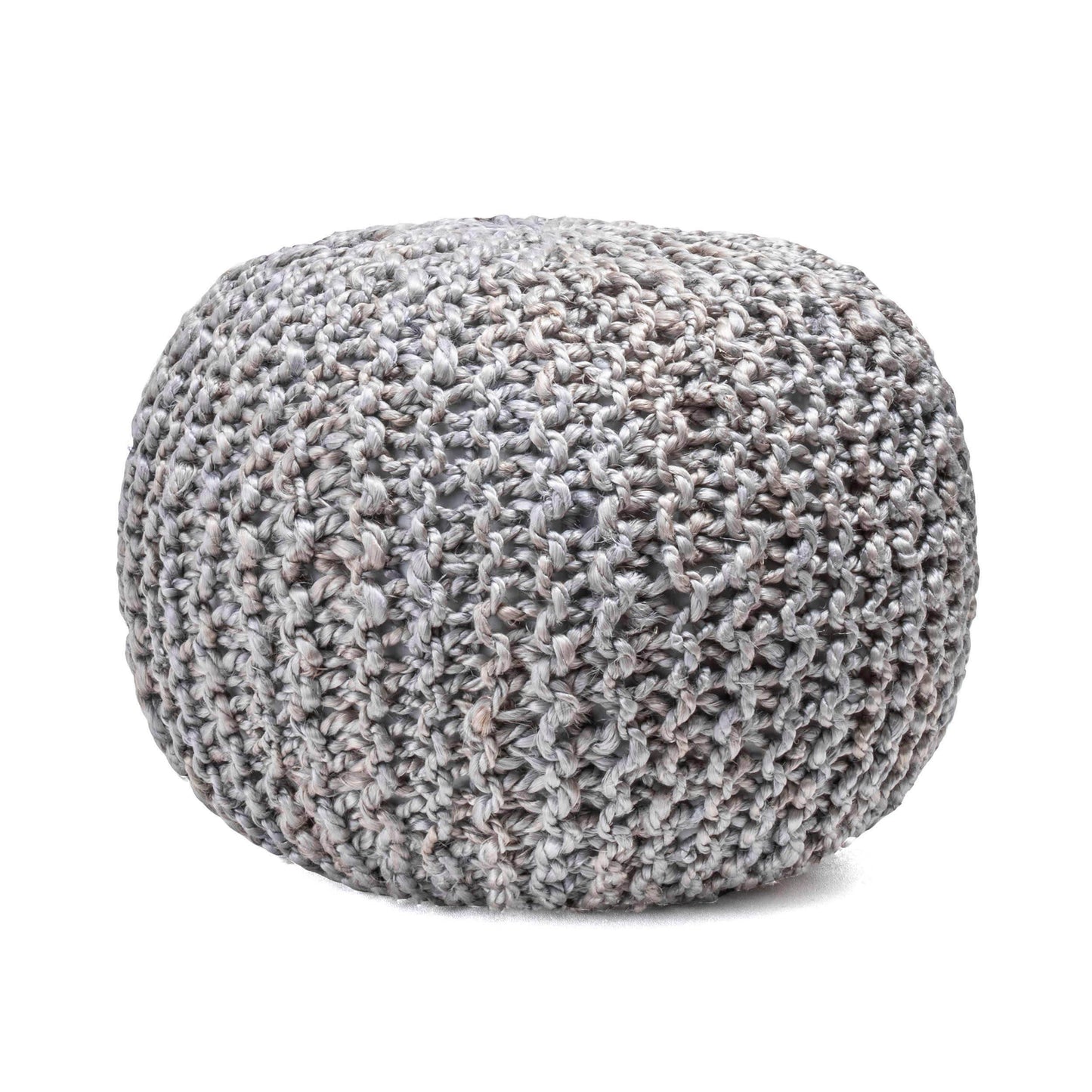 York Classic Knitted Solid Jute Filled Ottoman Pouf - Songbird Gifts