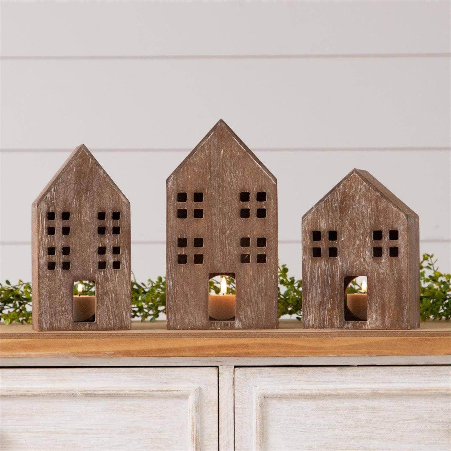 Wooden Houses (Set Of 03) - Songbird Gifts