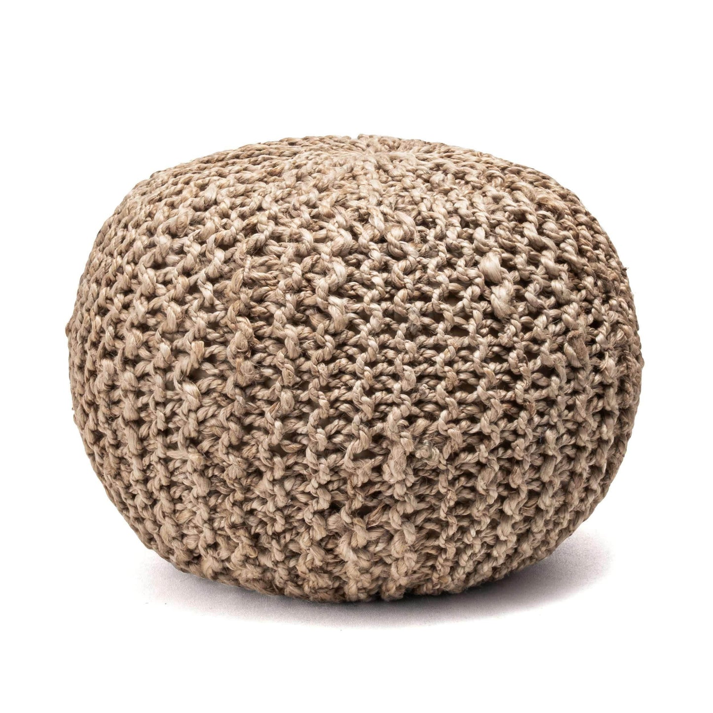 York Classic Knitted Solid Jute Filled Ottoman Pouf - Songbird Gifts