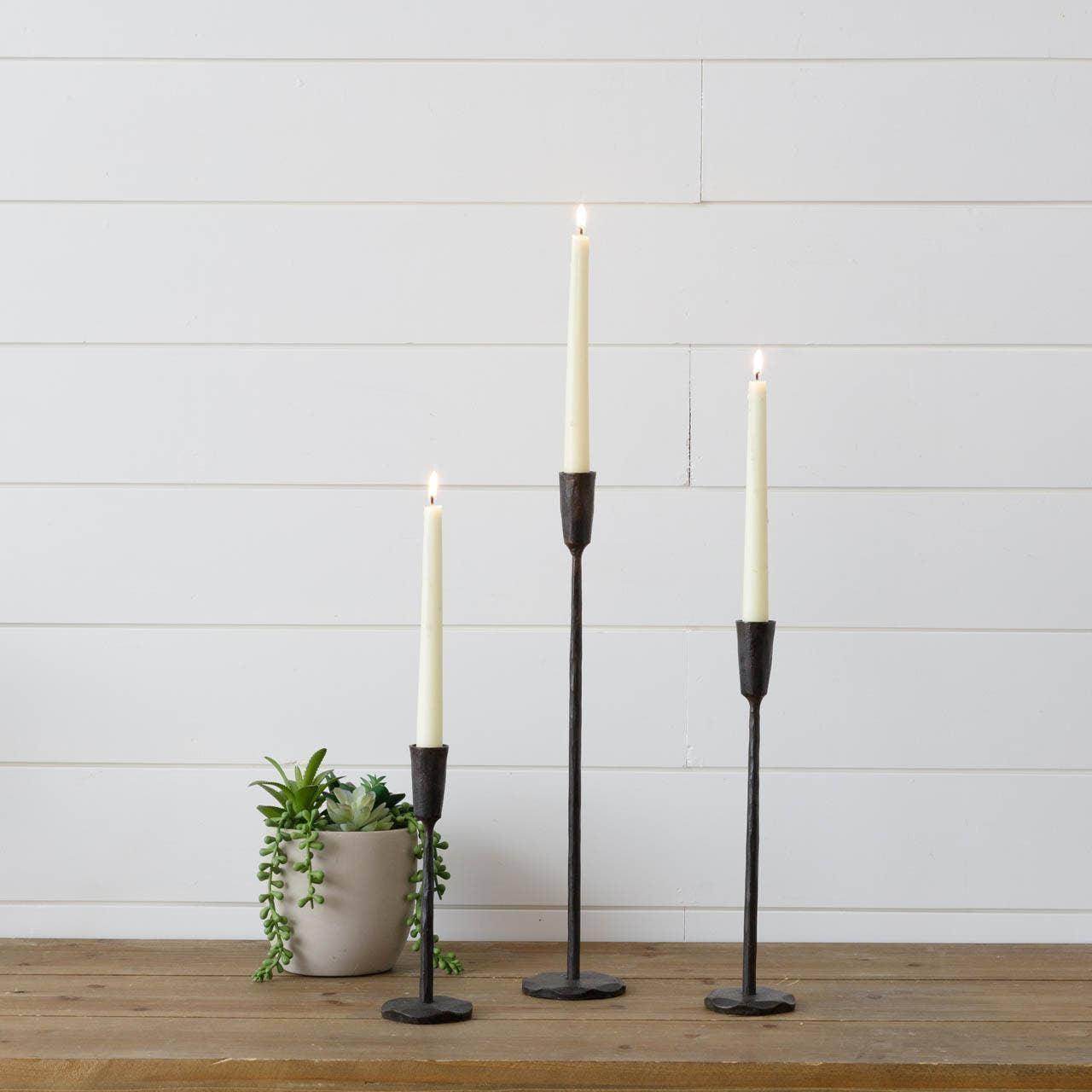 Candle Holders - Black Iron (Set Of 03) - Songbird Gifts