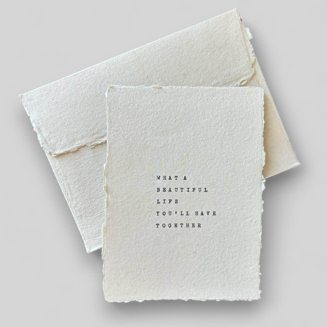 Handmade typewritten wedding card - Songbird Gifts