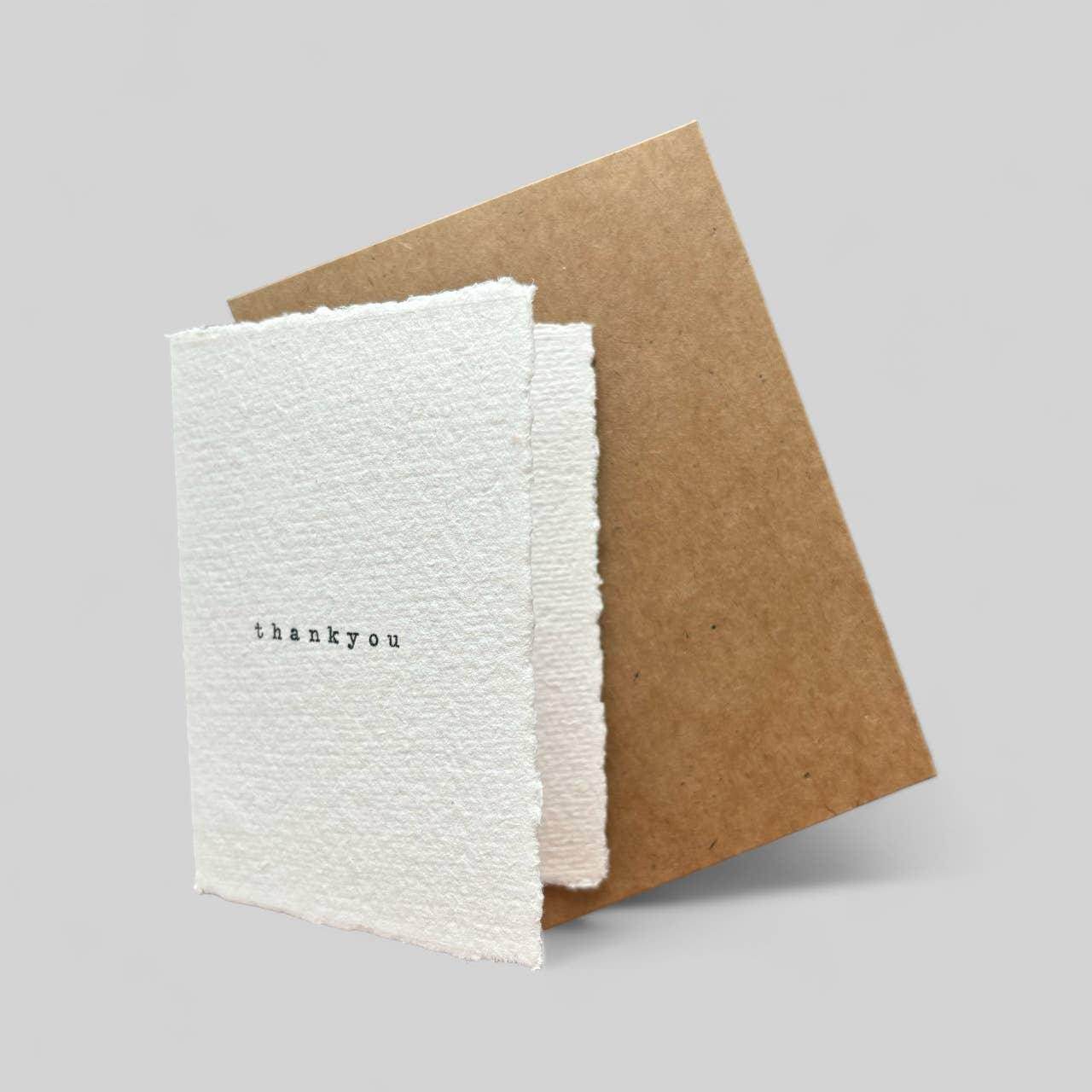 White handmade typewritten thankyou card - Songbird Gifts