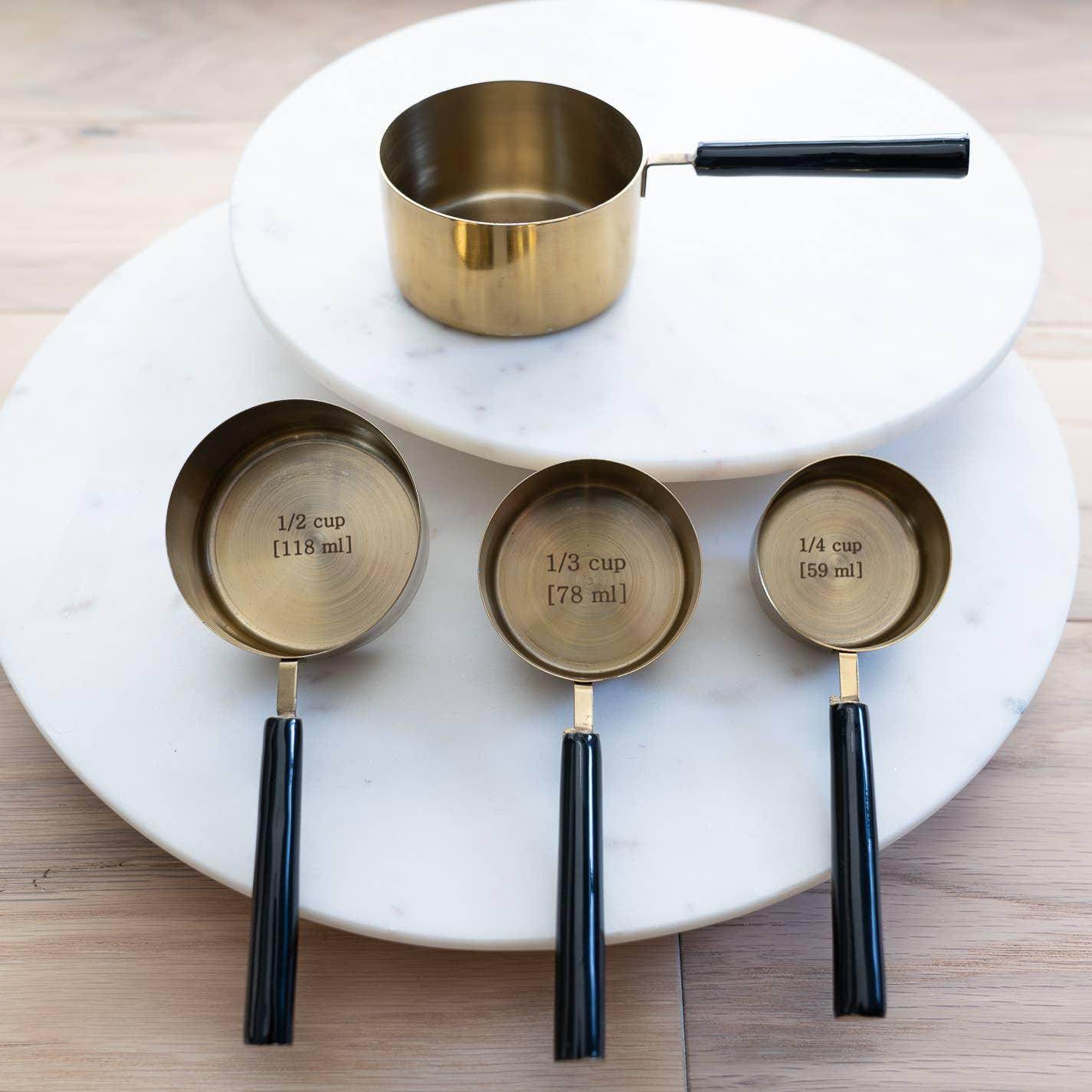 Gold & Black Enamel Handle Measuring Cups S/4 - Songbird Gifts
