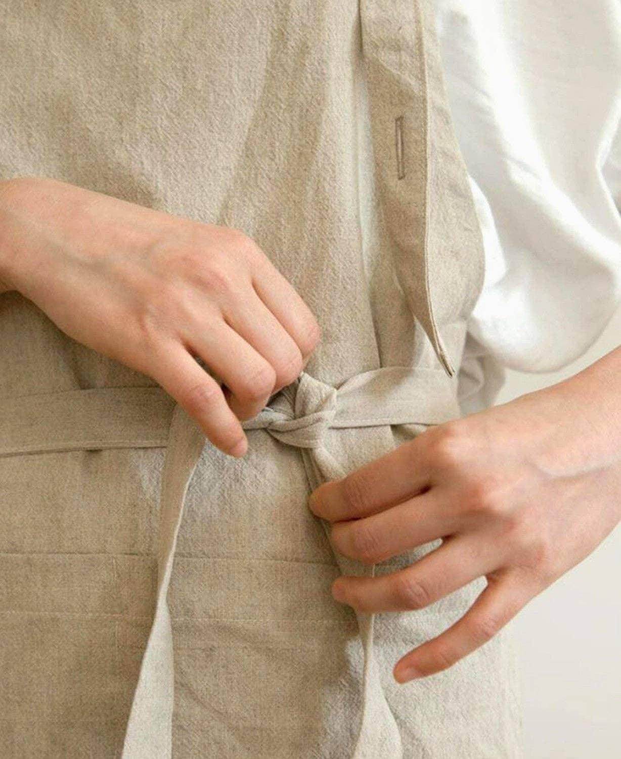 Simple Linen Apron with Pockets - Songbird Gifts