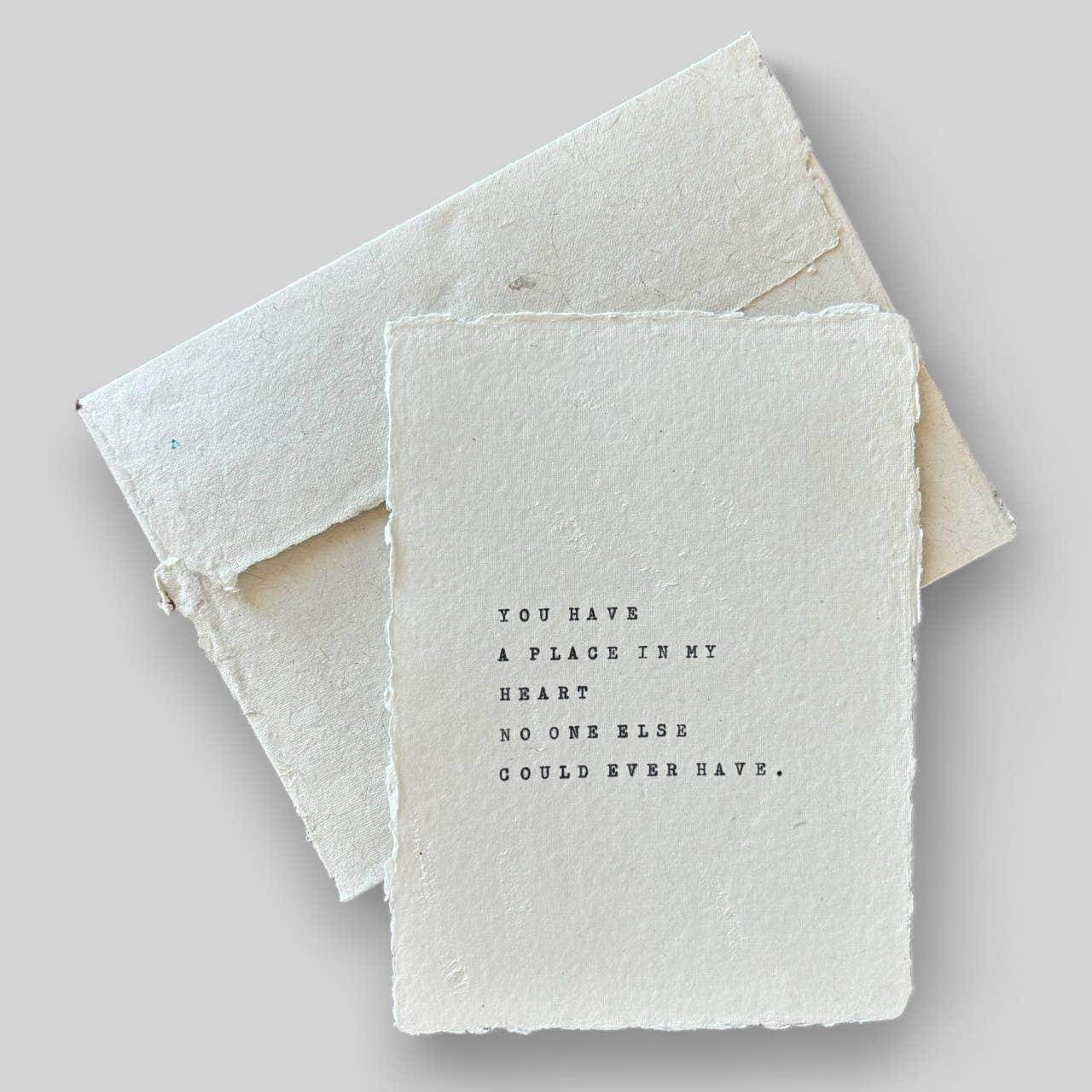 Handmade typewritten friend card - Songbird Gifts