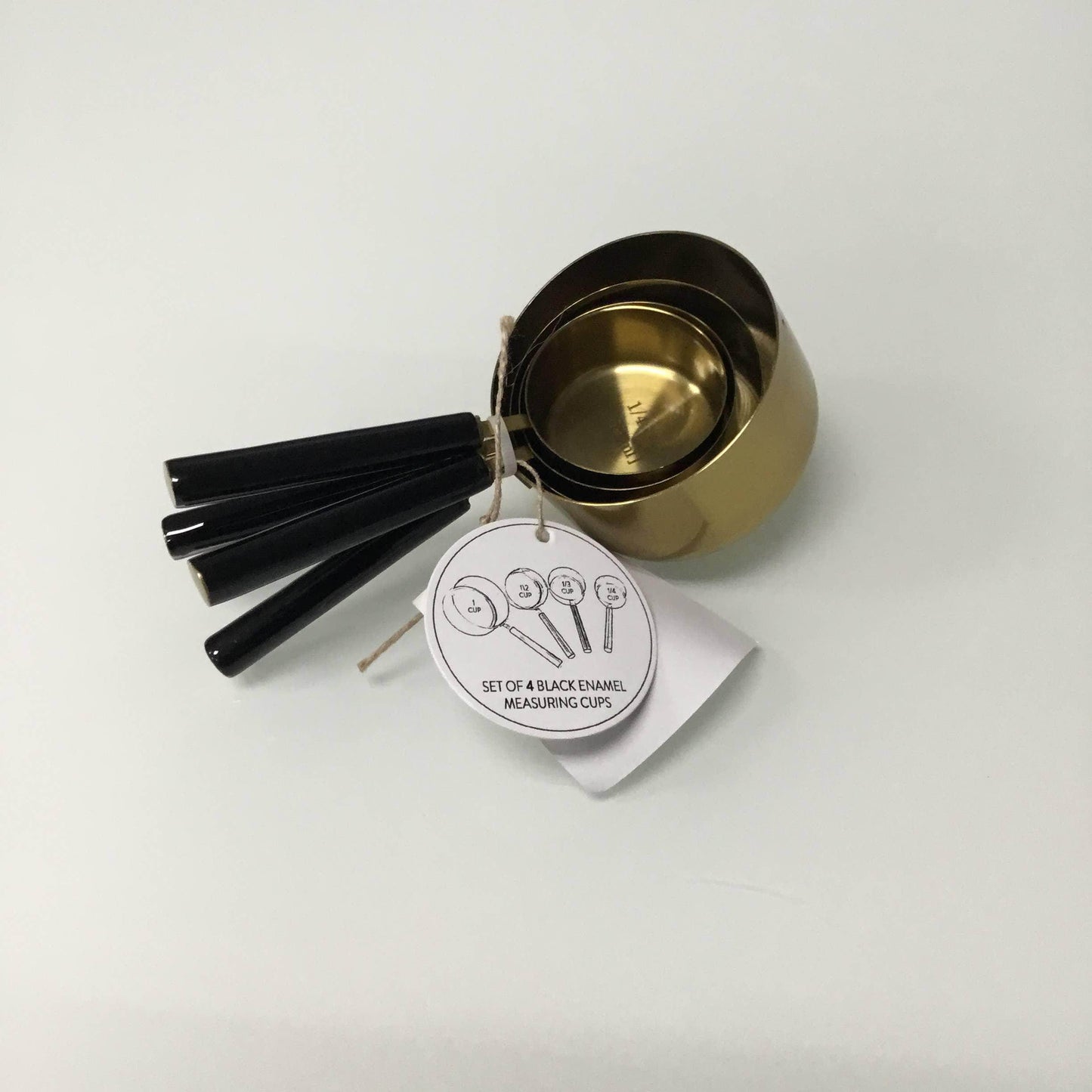 Gold & Black Enamel Handle Measuring Cups S/4 - Songbird Gifts