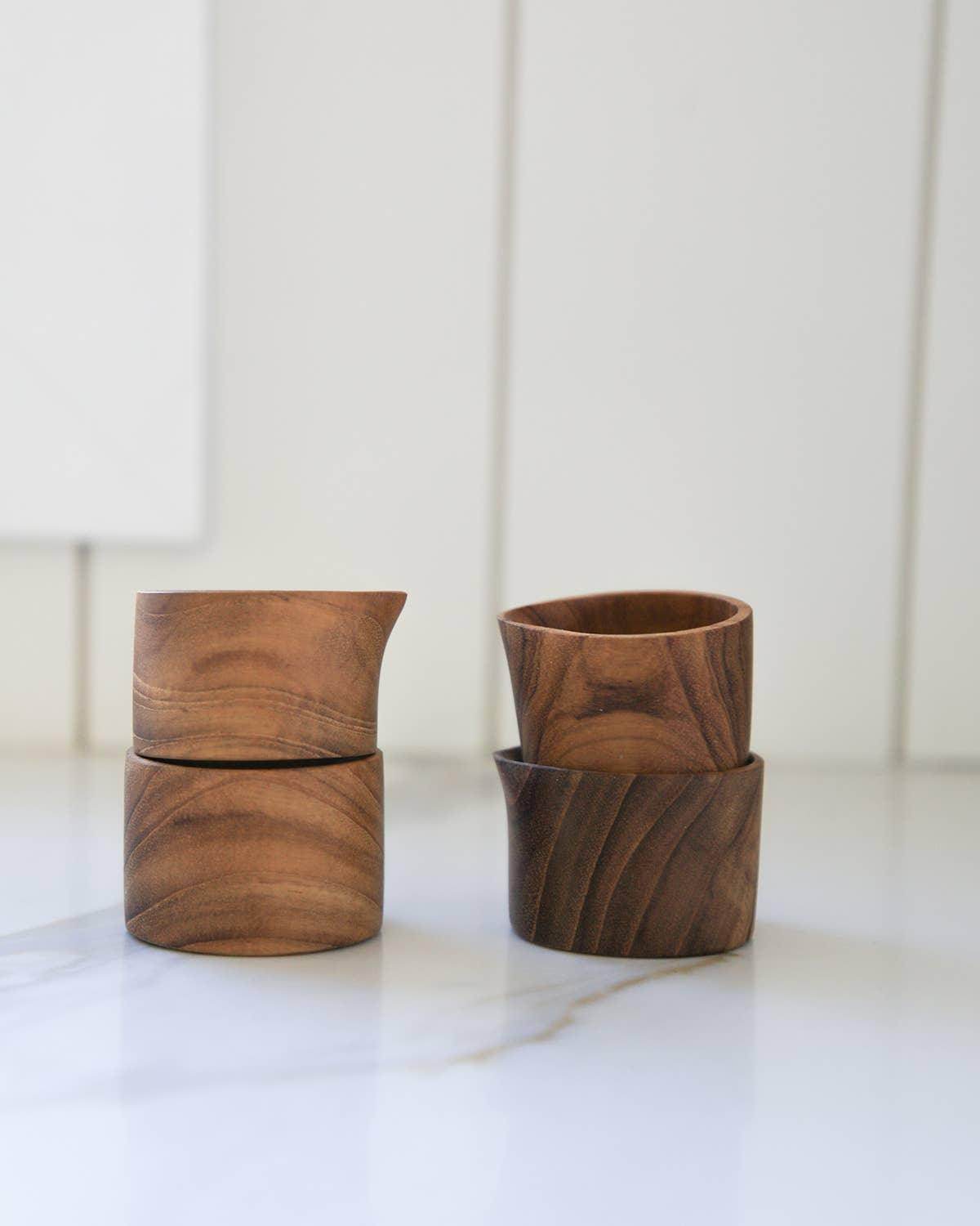 Teak Wood Creamer Pitcher - Songbird Gifts