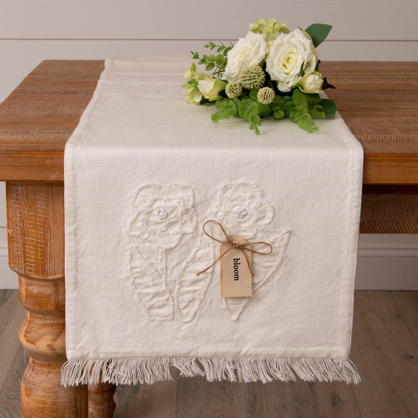 Table Runner - Raggedy Flowers With Fabric Tag (PC) - Songbird Gifts