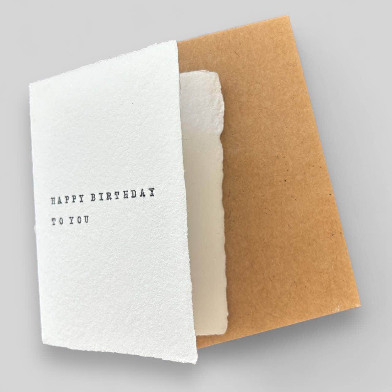 Handmade typewritten happy birthday card - Songbird Gifts