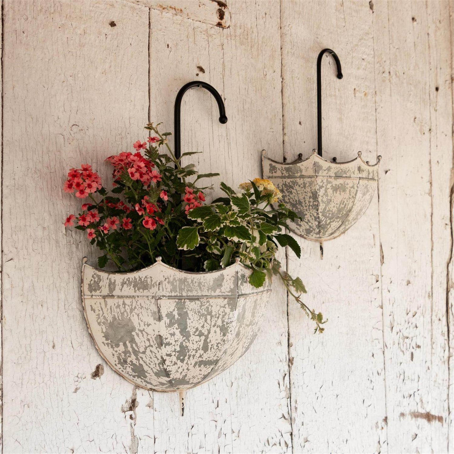 Galvanized Umbrella Wall Planter set of two - Songbird Gifts
