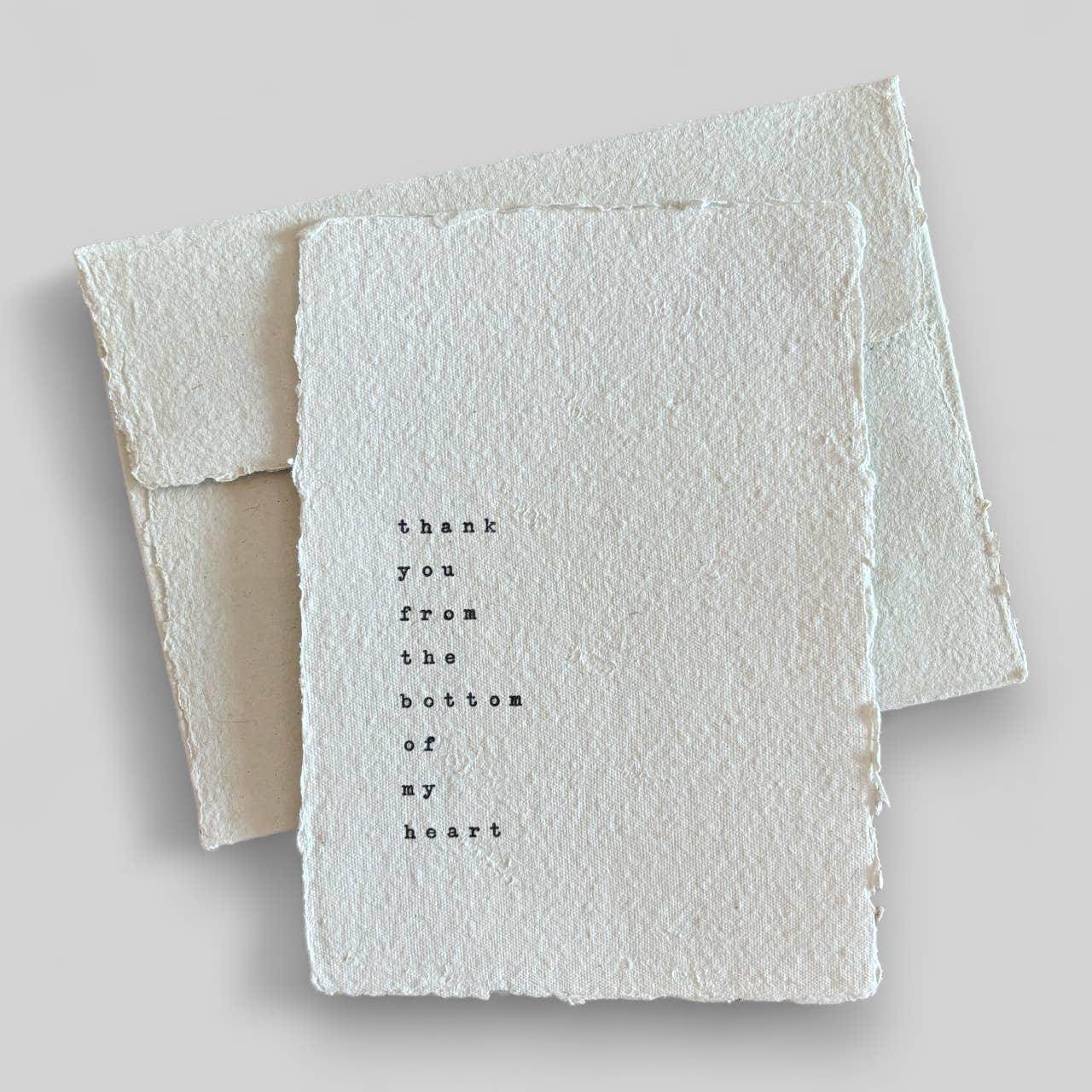 Handmade typewritten thankyou card - Songbird Gifts