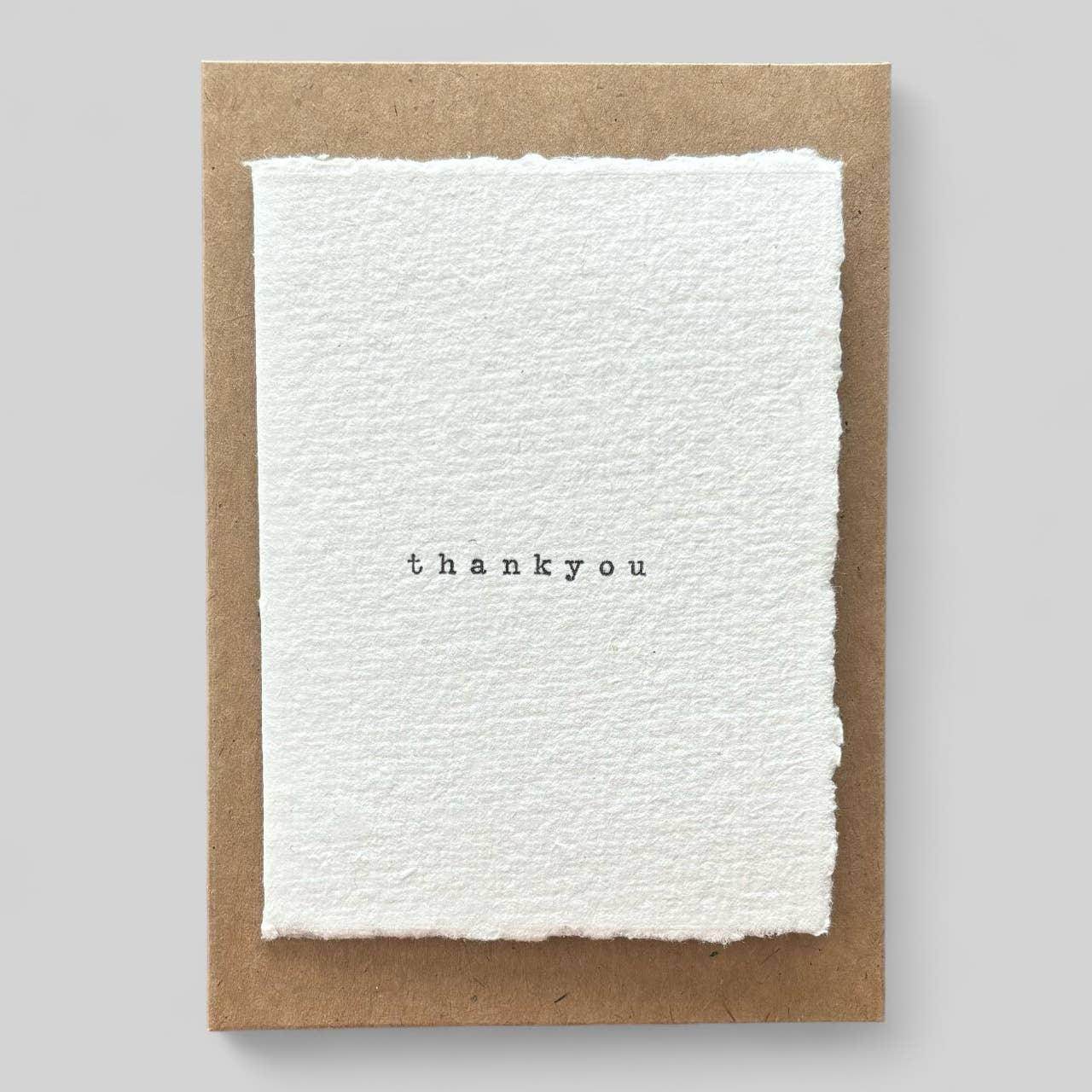 White handmade typewritten thankyou card - Songbird Gifts