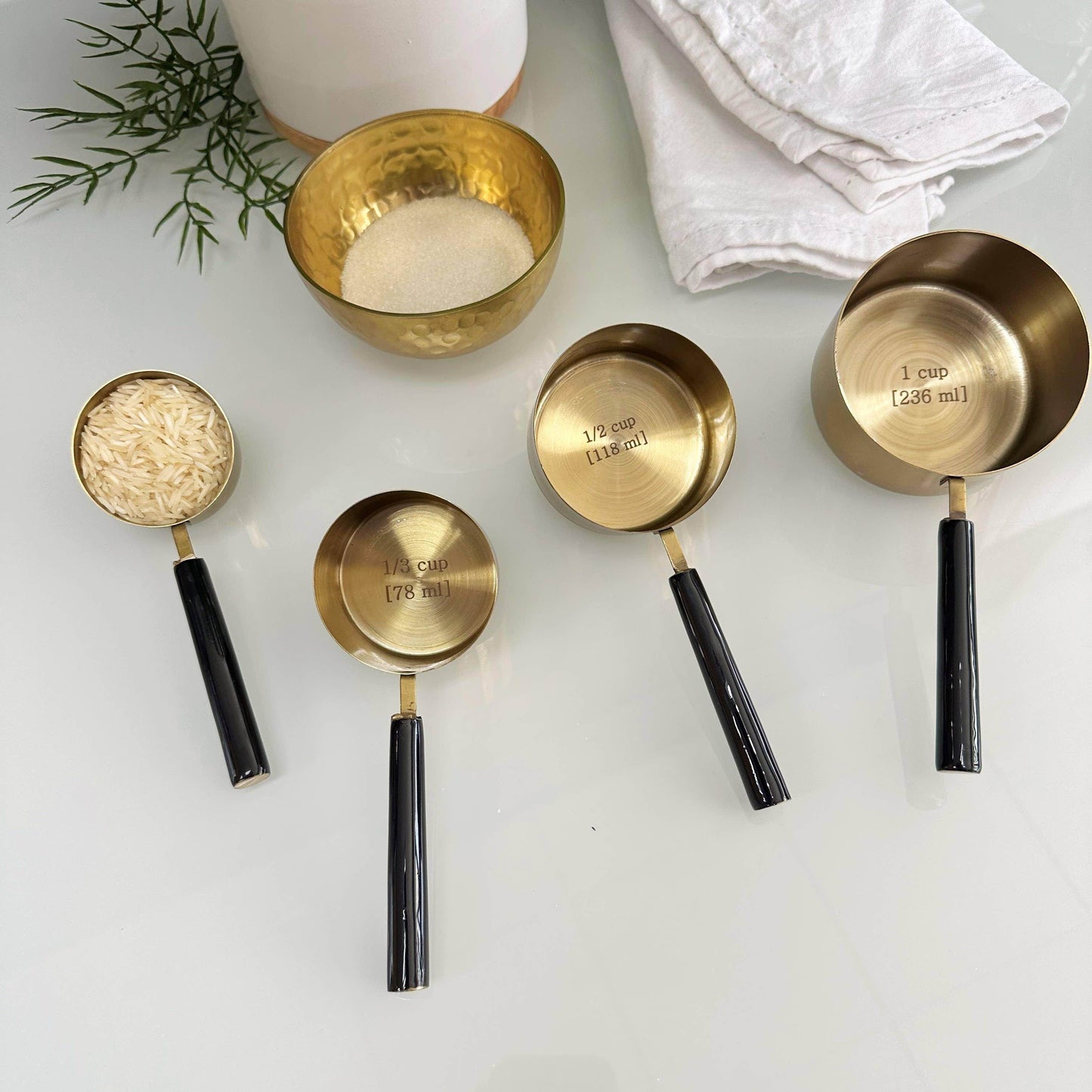Gold & Black Enamel Handle Measuring Cups S/4 - Songbird Gifts