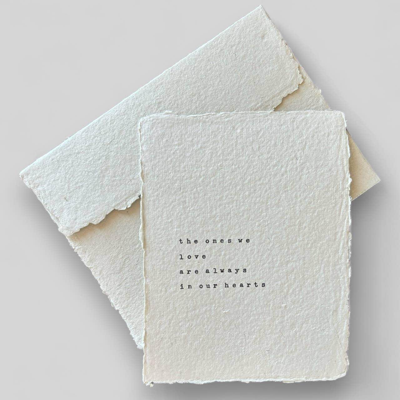 Handmade typewritten sympathy card - Songbird Gifts