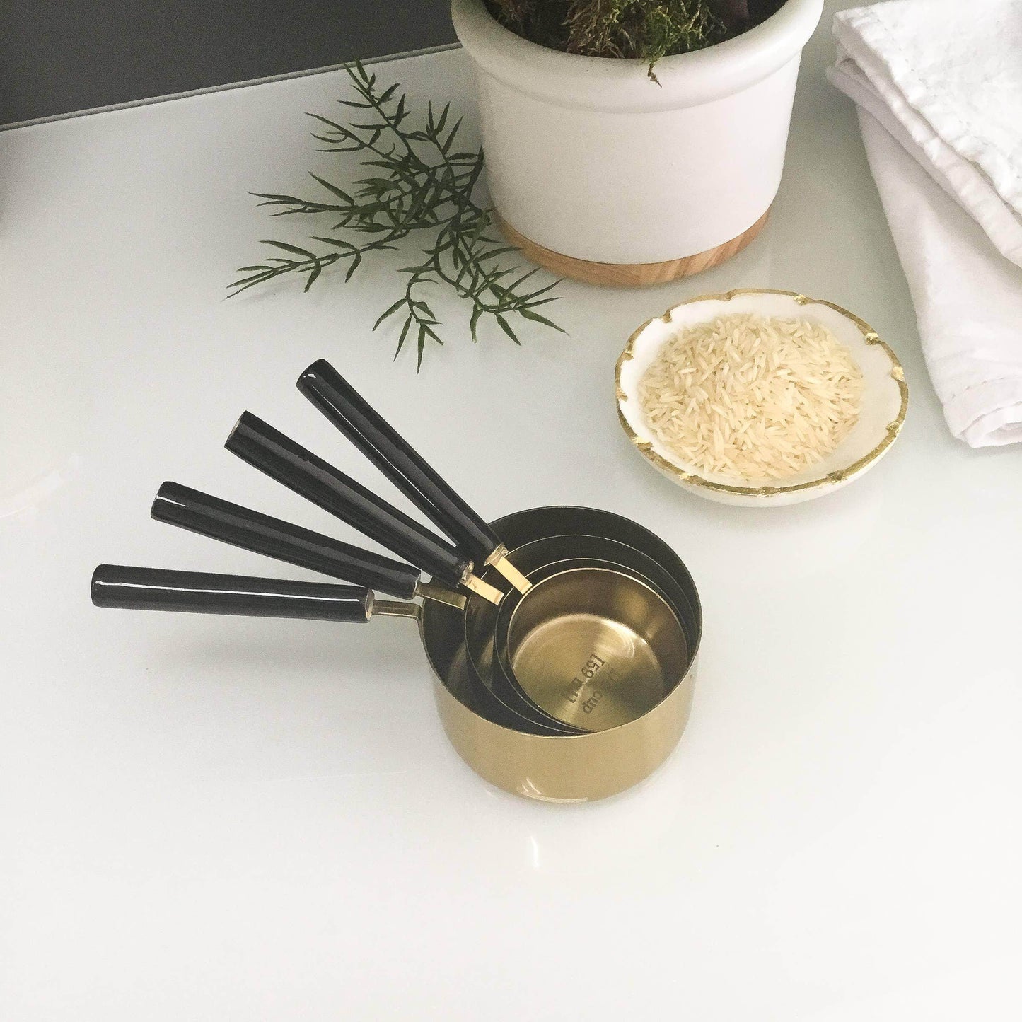 Gold & Black Enamel Handle Measuring Cups S/4 - Songbird Gifts