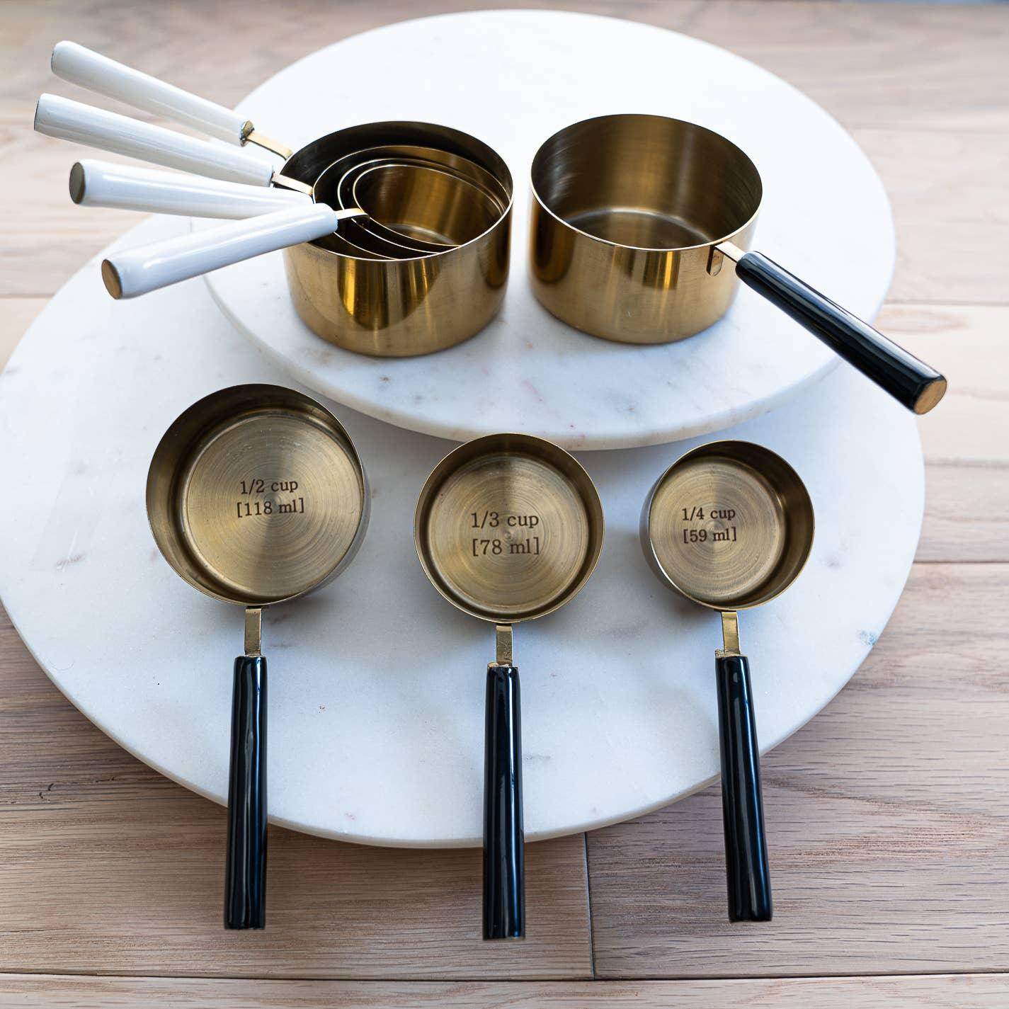Gold & Black Enamel Handle Measuring Cups S/4 - Songbird Gifts