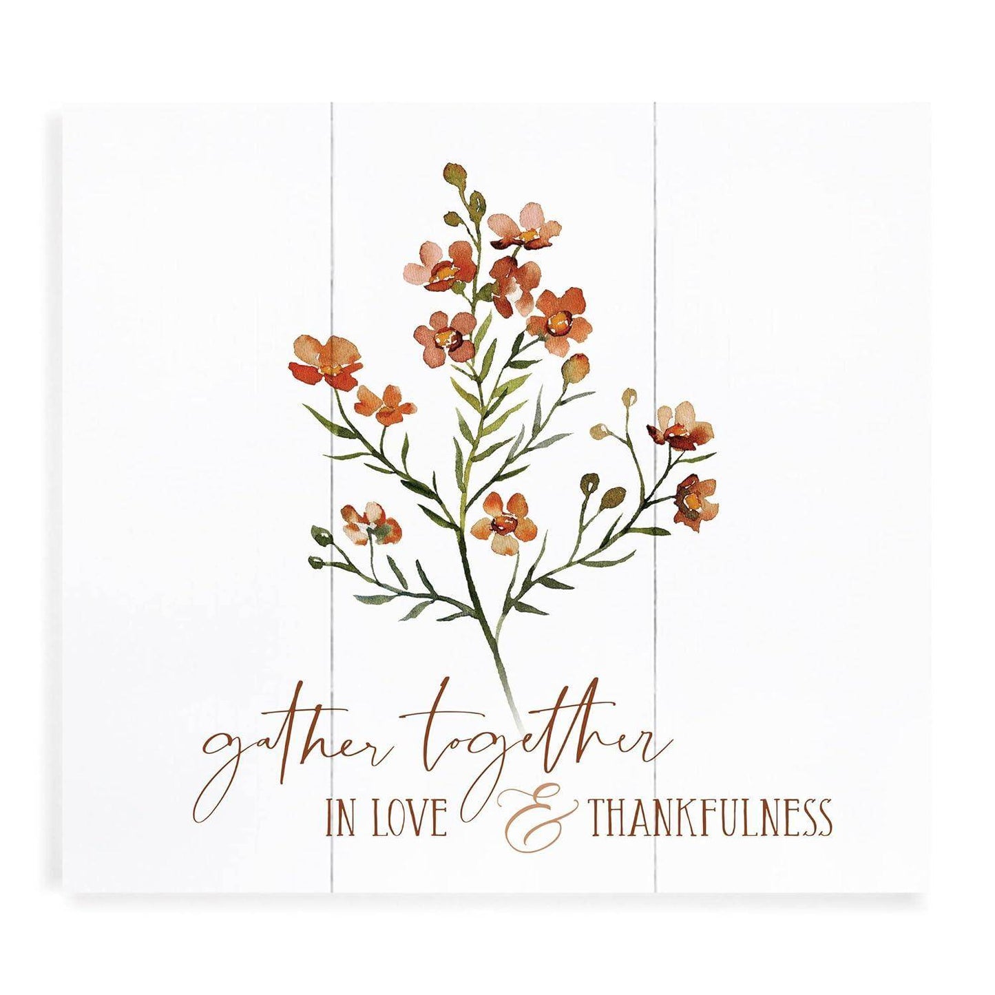 P. Graham Dunn Gather Together Love Thankfulness Coral Floral 10.5 x 10 Pine Wood Pallet Décor Sign - Songbird Gifts