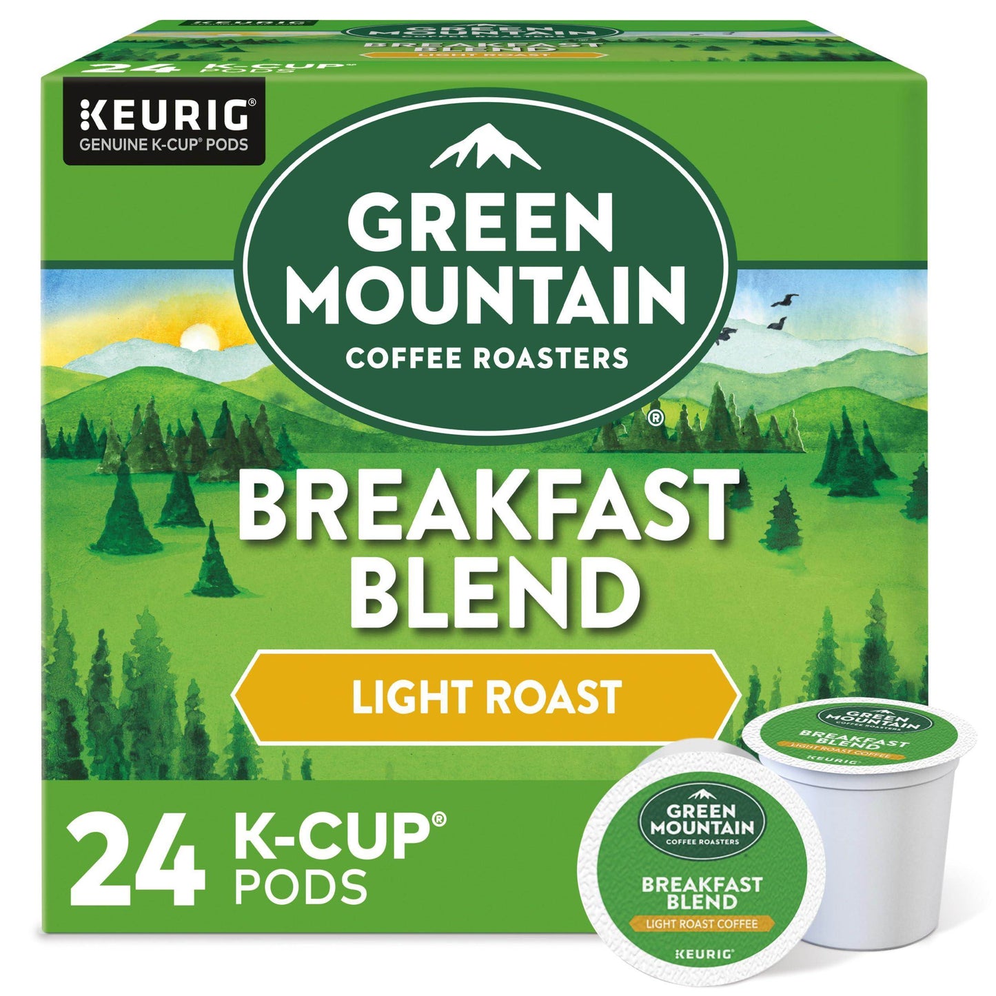 Green Mountain Coffee Roasters Breakfast Blend, Single-Serve Keurig K-Cup Pods, Light Roast Coffee, 24 Count - Songbird Gifts
