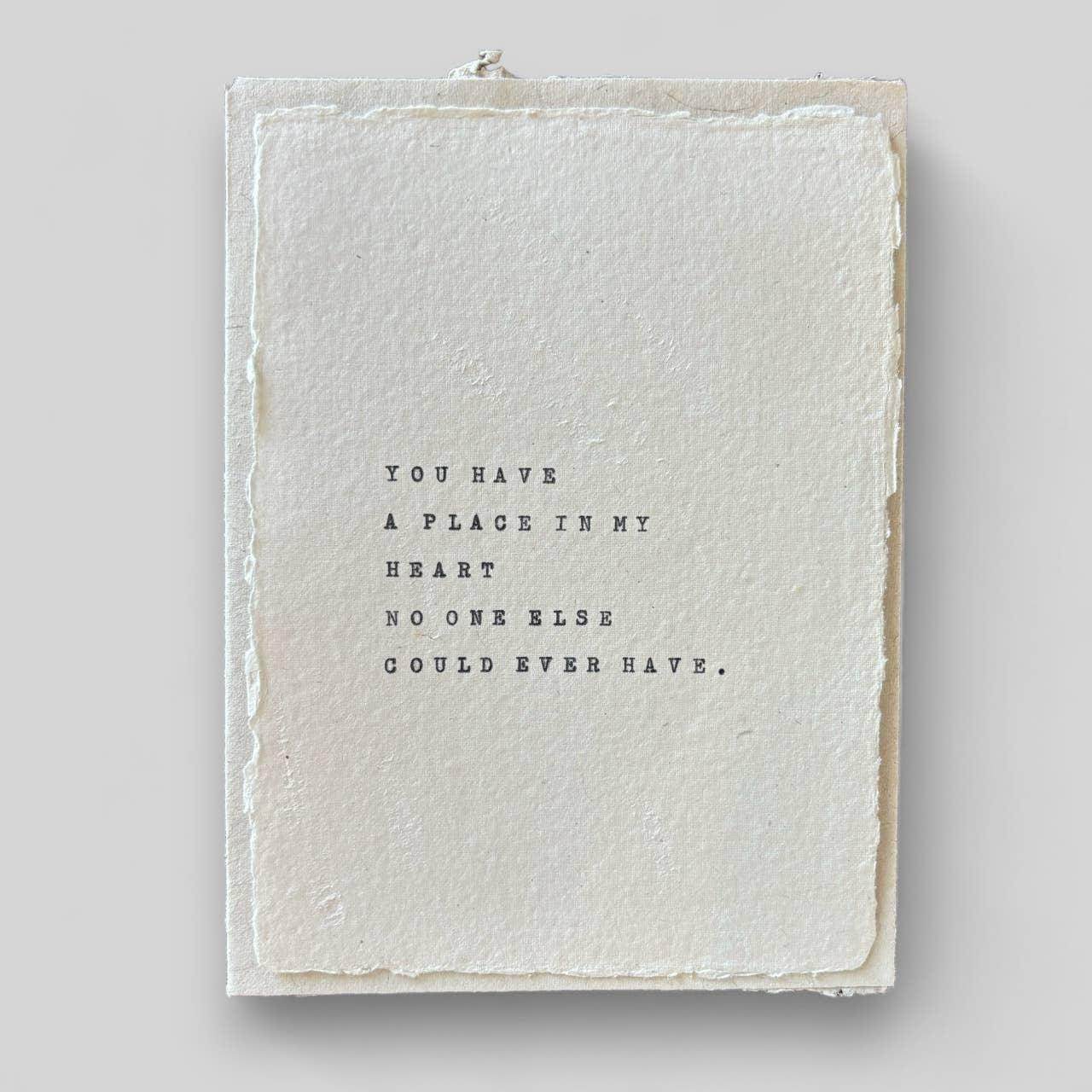 Handmade typewritten friend card - Songbird Gifts