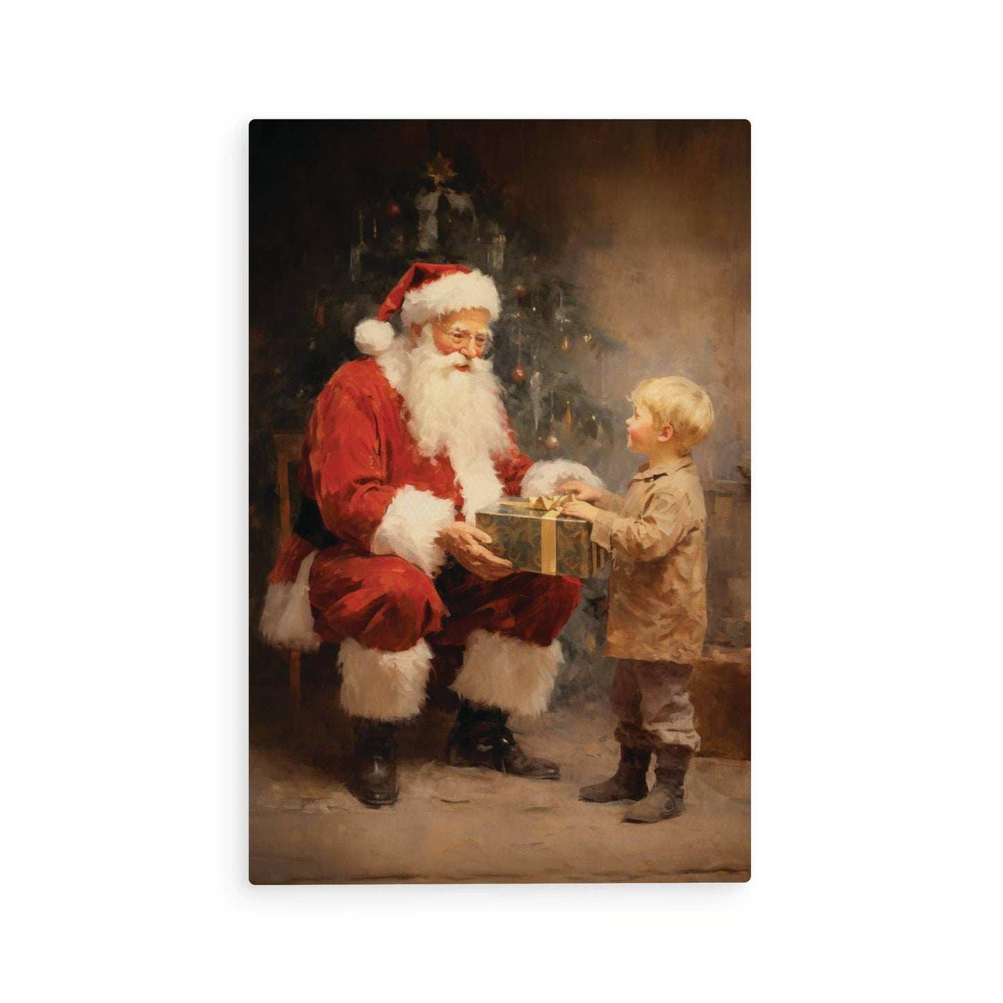 Santa With Boy Wooden Postcard - Songbird Gifts