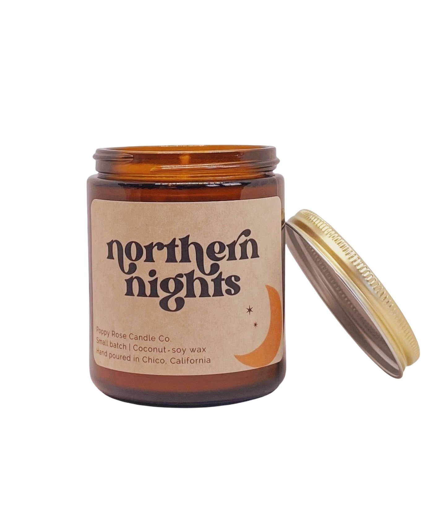 Northern Nights 8 oz coconut wax amber jar candle - Songbird Gifts