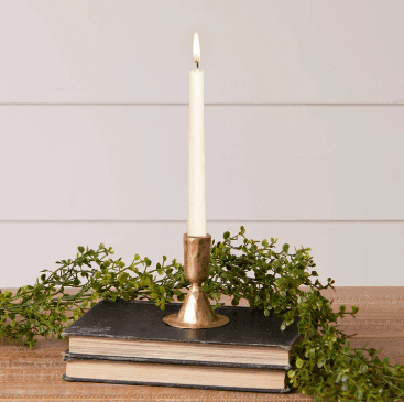 Gold Toned Hammered Candle Holder - Songbird Gifts
