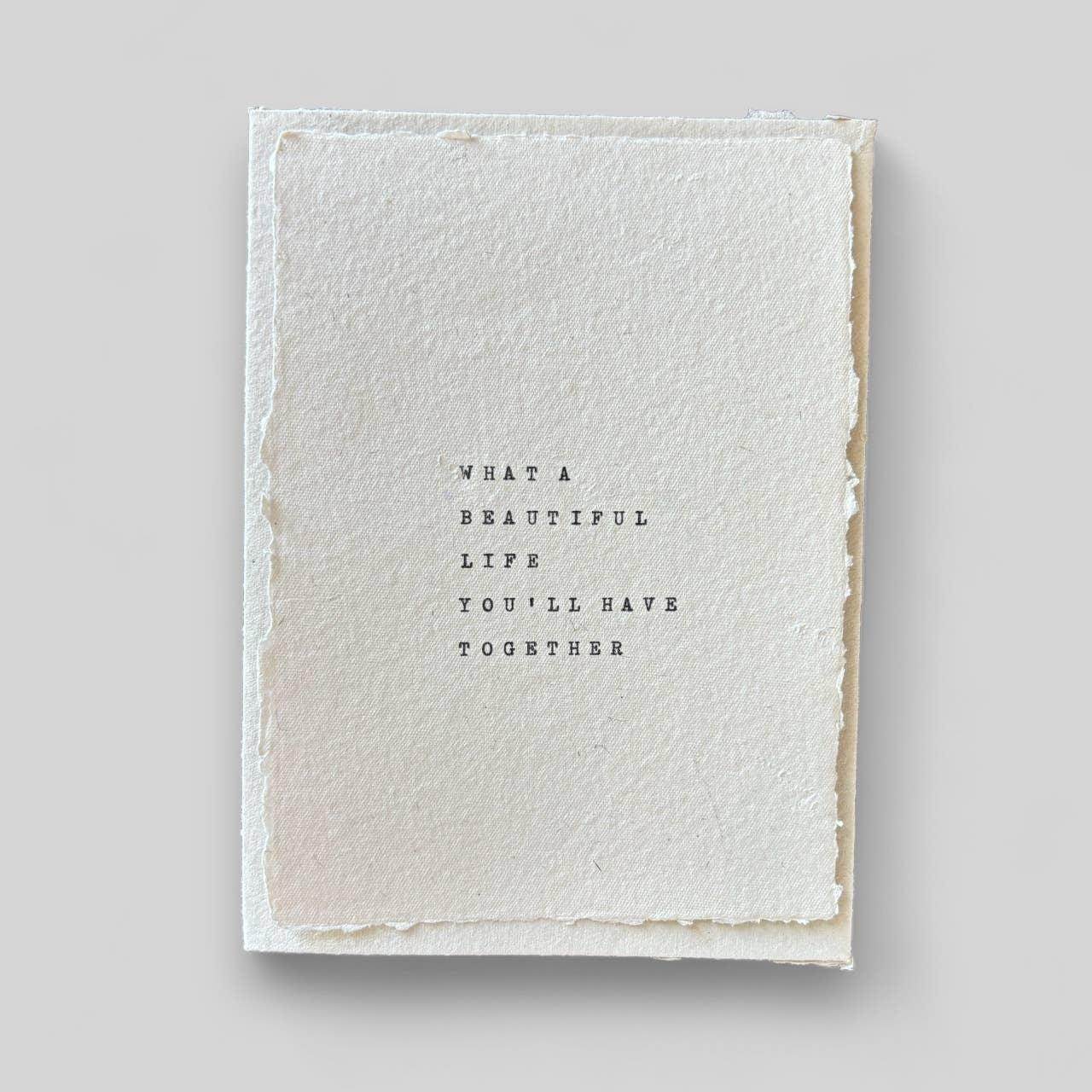 Handmade typewritten wedding card - Songbird Gifts