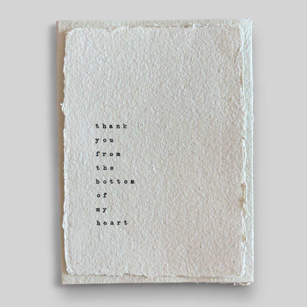 Handmade typewritten thankyou card - Songbird Gifts