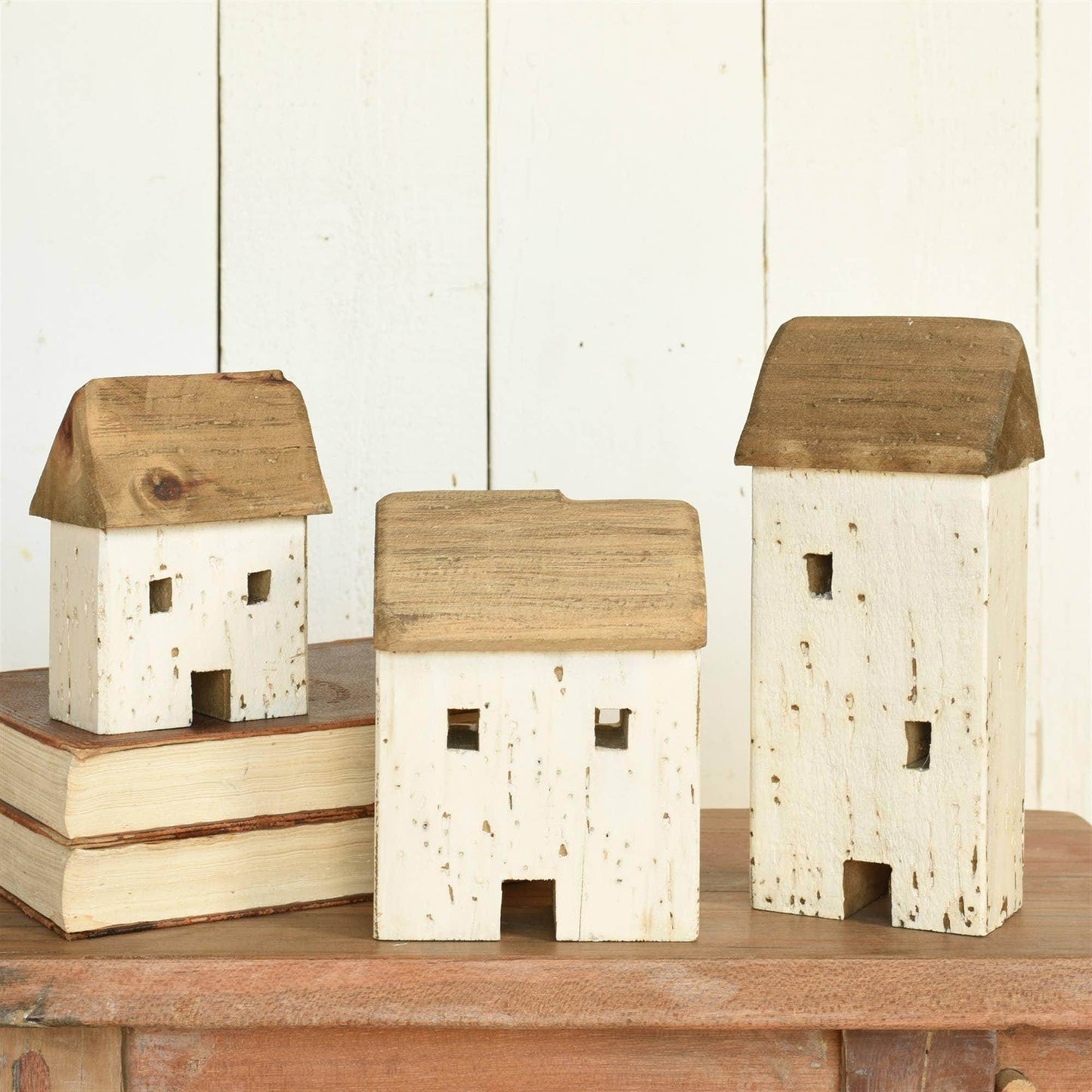 Kelso Wood Cottages, Set of 3 - Natural Wood - Songbird Gifts