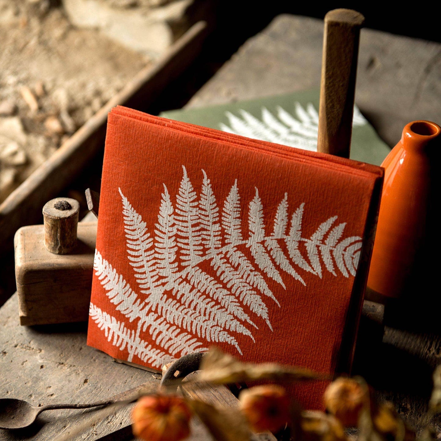 Orange Fern Dinner Napkin - Songbird Gifts