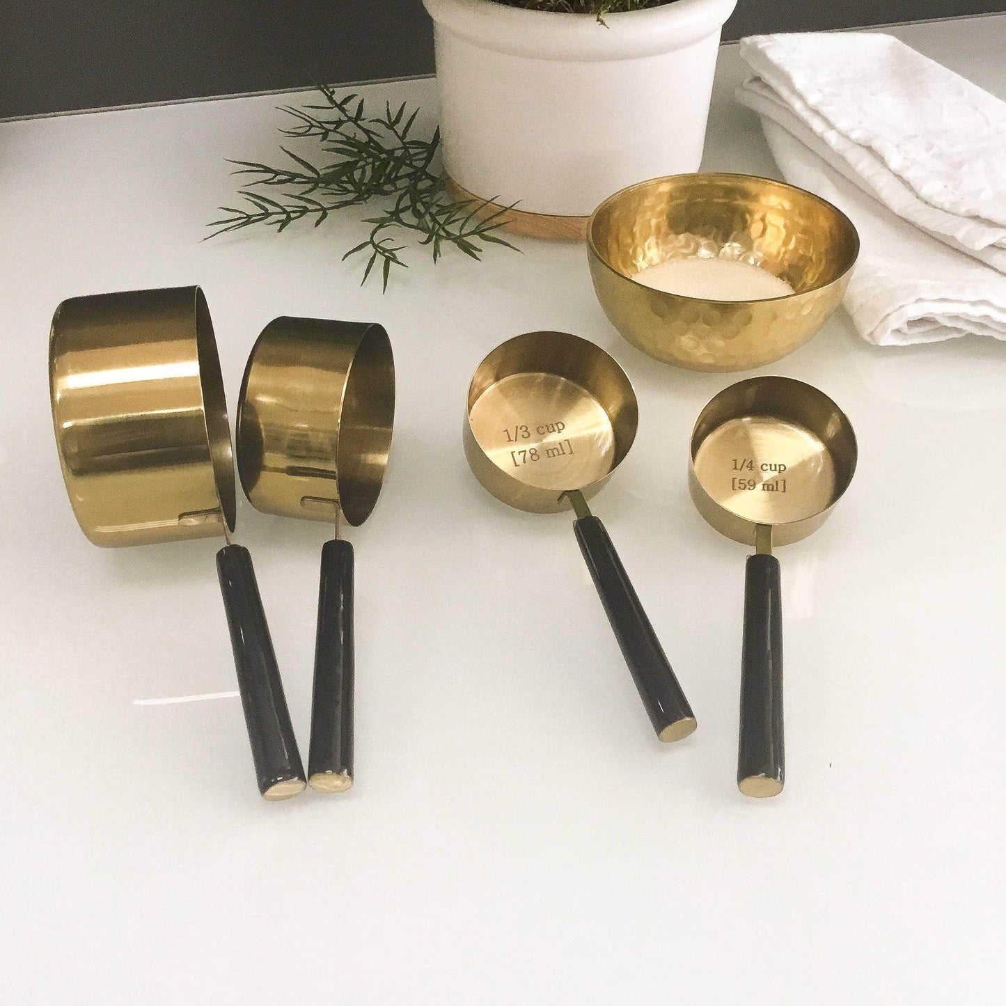 Gold & Black Enamel Handle Measuring Cups S/4 - Songbird Gifts