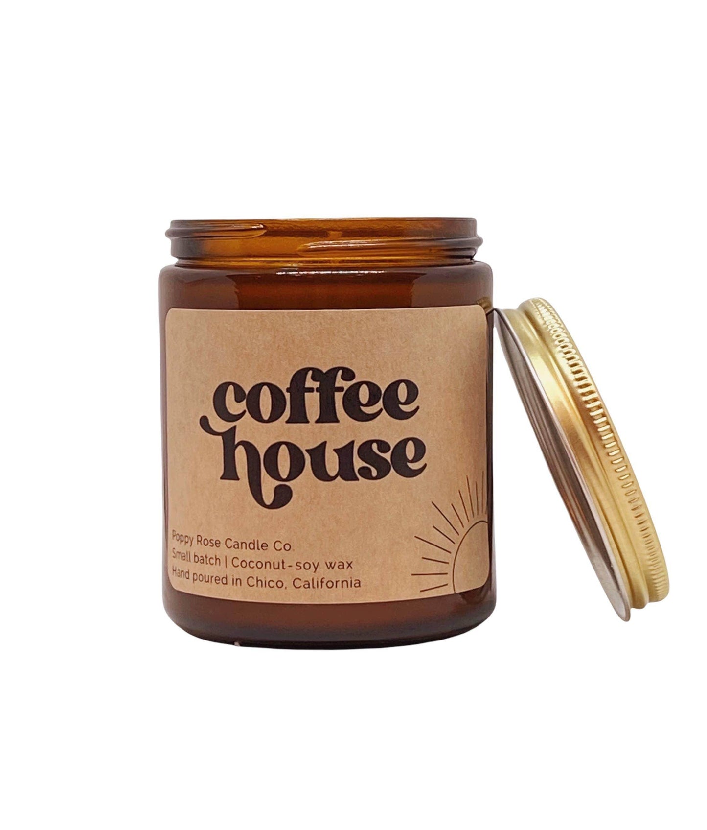 Coffee House 8 oz coconut wax amber jar candle - Songbird Gifts