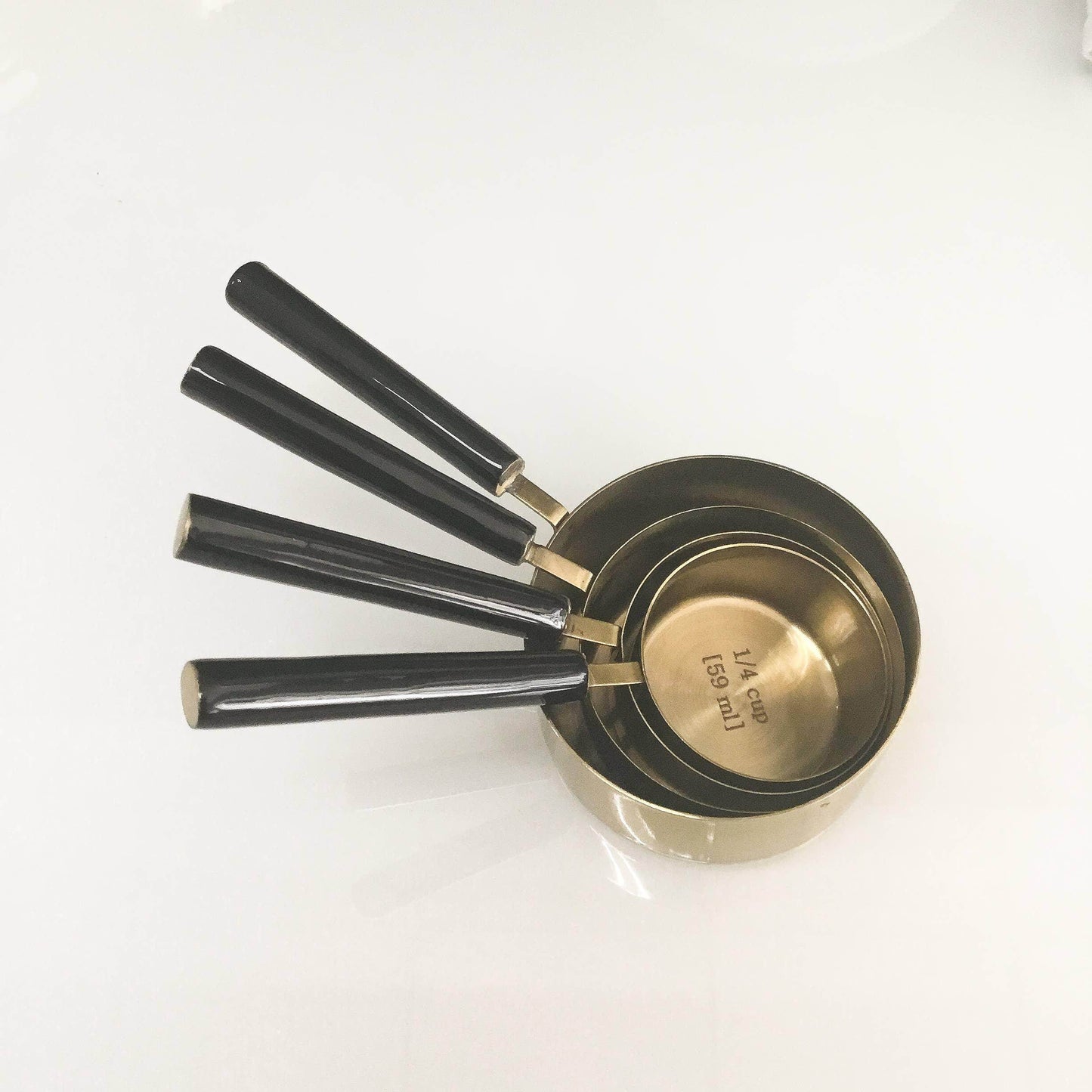 Gold & Black Enamel Handle Measuring Cups S/4 - Songbird Gifts