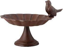 Esschert Design FB164 Cast Iron Pedestal Birdbath, Small, Antique Brown - Songbird Gifts