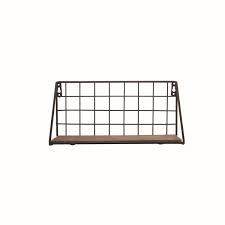 Foreside Home & Garden Small Black Wire Metal and Wood Hanging Wall Shelf - Songbird Gifts