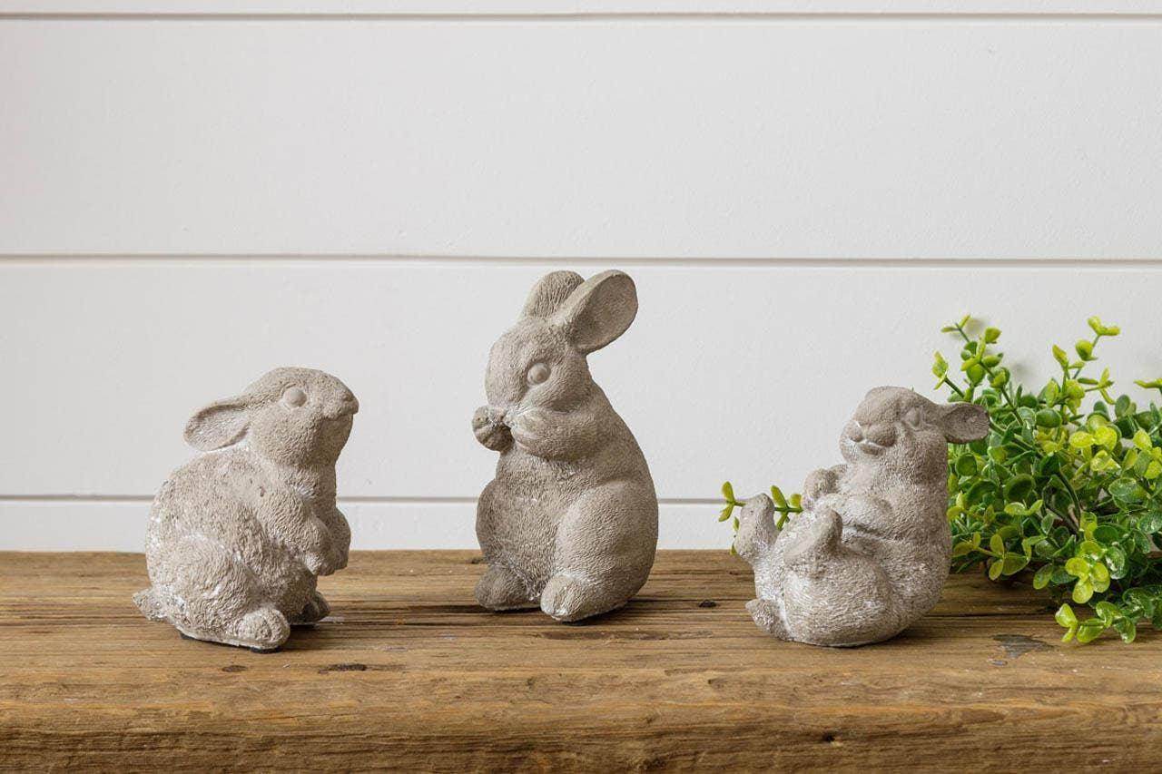 Cement Garden Bunnies (Pk/03 Ast) - Songbird Gifts