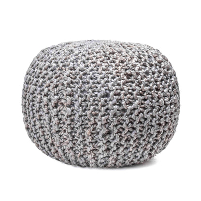 York Classic Knitted Solid Jute Filled Ottoman Pouf - Songbird Gifts