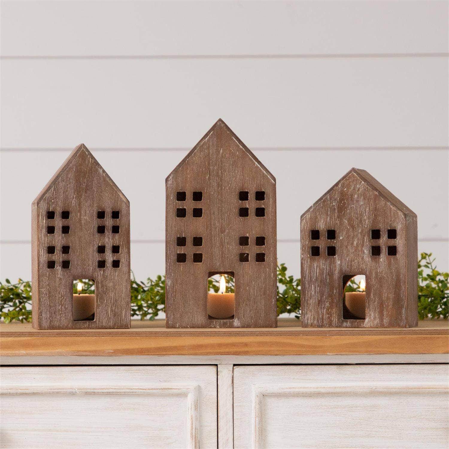 Wooden Houses (Set Of 03) - Songbird Gifts