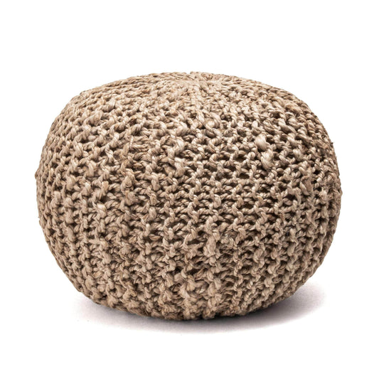 York Classic Knitted Solid Jute Filled Ottoman Pouf - Songbird Gifts