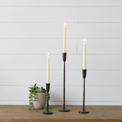 Candle Holders - Black Iron (Set Of 03) - Songbird Gifts