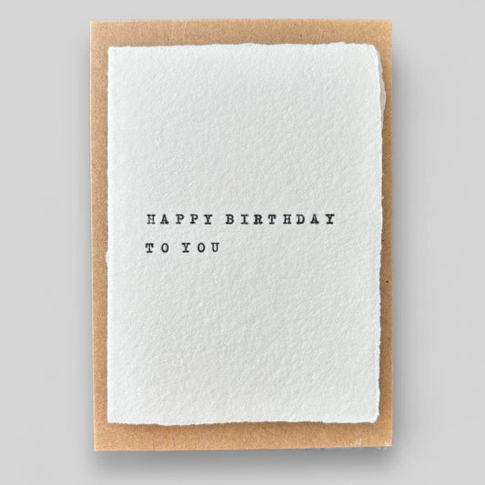 Handmade typewritten happy birthday card - Songbird Gifts