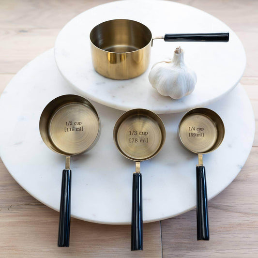 Gold & Black Enamel Handle Measuring Cups S/4 - Songbird Gifts