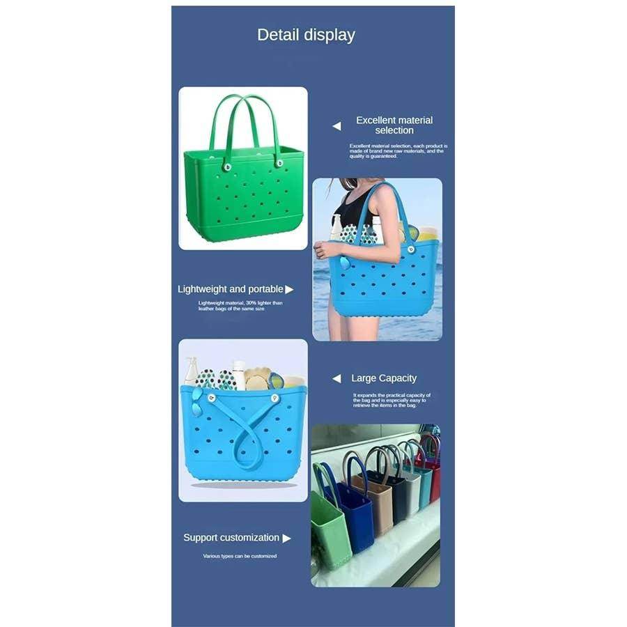 Summer Rubber Tote Solid Color Jelly Beach Bags - Songbird Gifts
