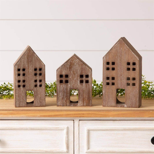 Wooden Houses (Set Of 03) - Songbird Gifts