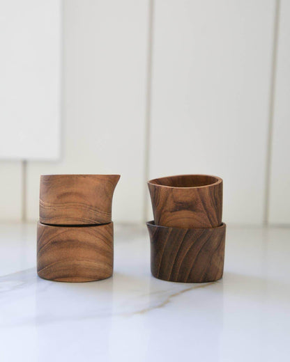 Teak Wood Creamer Pitcher - Songbird Gifts