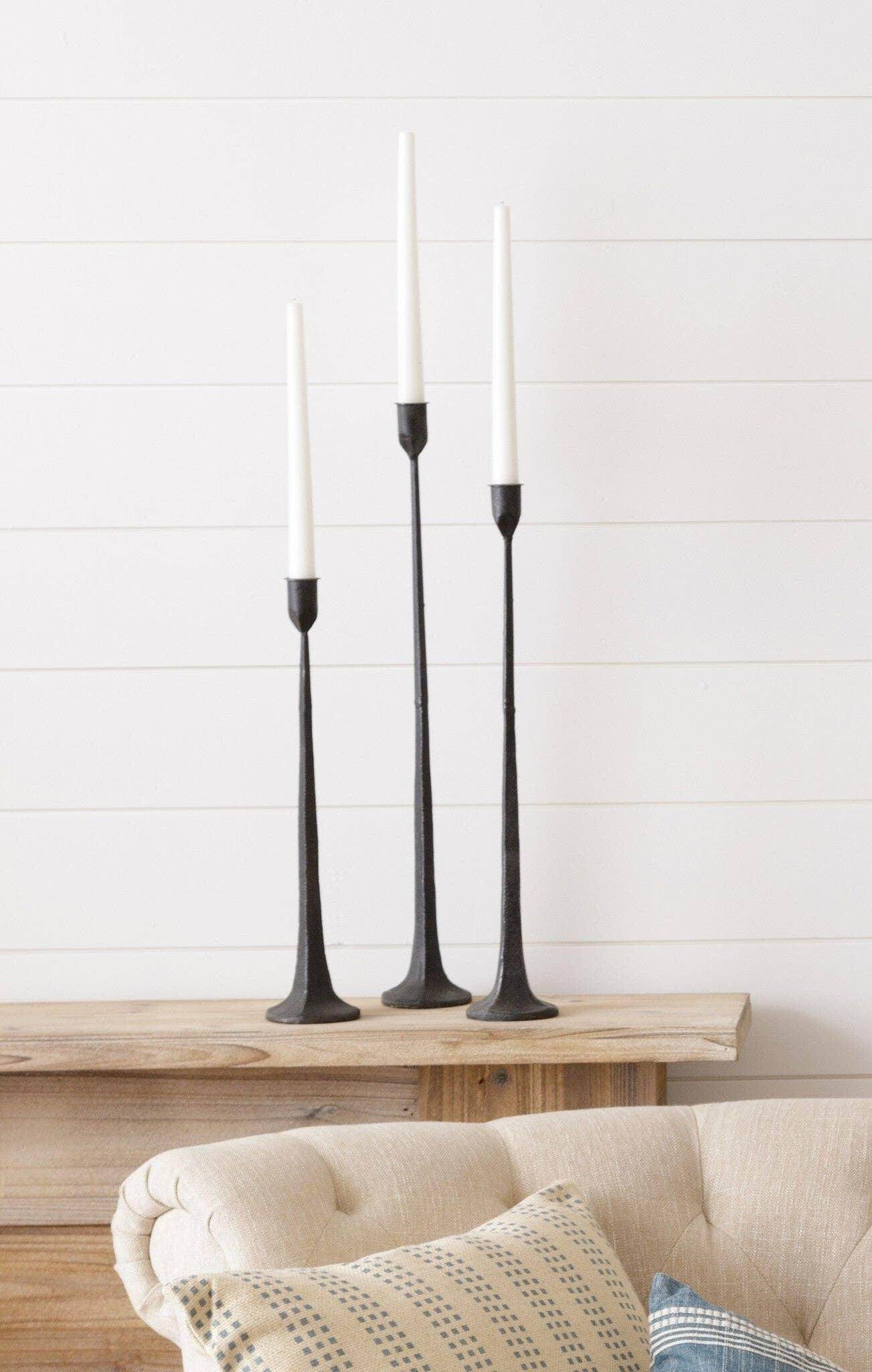 Hand Forged Metal Candle Holders (Set Of 03) - Songbird Gifts