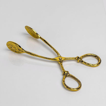 Vintage-Style Brass Leaf Serving Tongs - Songbird Gifts