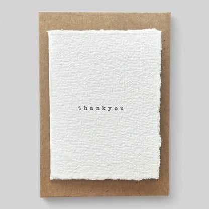 White handmade typewritten thankyou card - Songbird Gifts