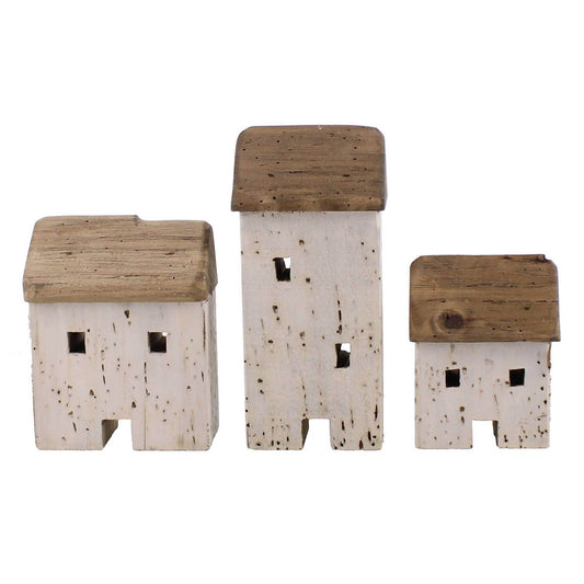 Kelso Wood Cottages, Set of 3 - Natural Wood - Songbird Gifts