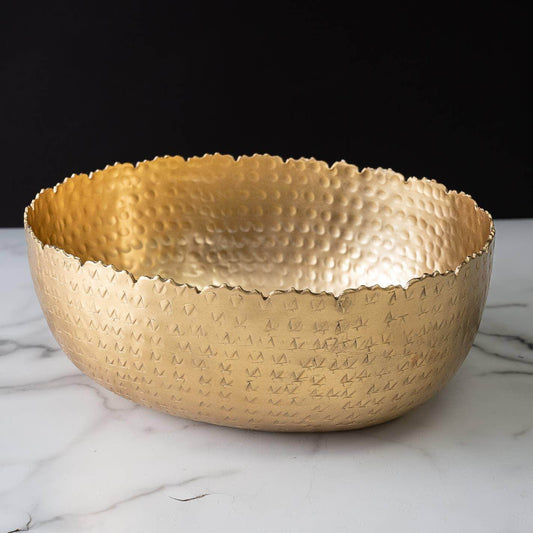 Gold Oval Hammered Bowl - Songbird Gifts
